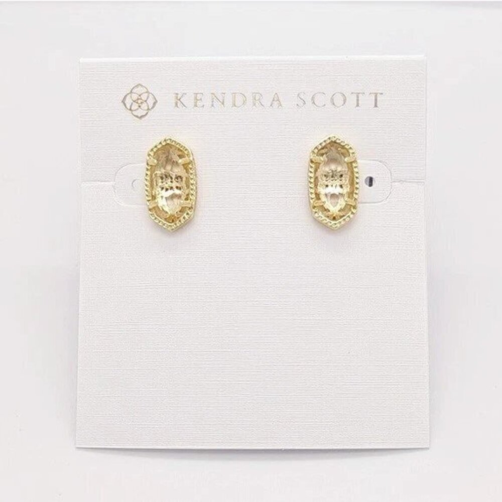 Kendra Scott Ellie Gold Stud Earrings In Clear Glass